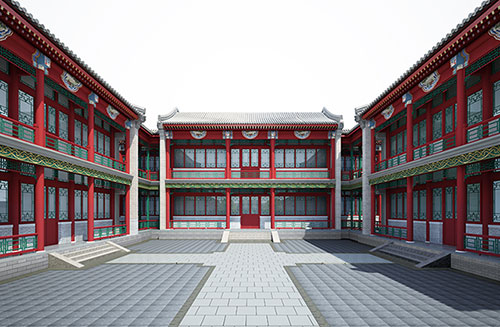 沛县北京四合院设计古建筑鸟瞰图展示