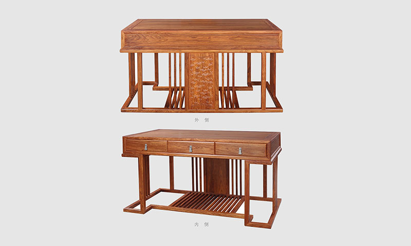 沛县 别墅中式家居书房装修实木书桌效果图